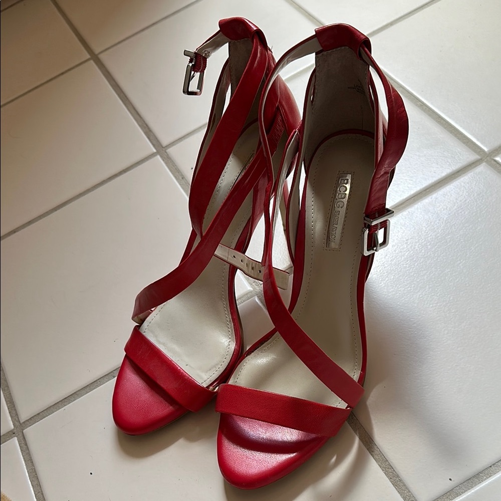 BCBGeneration Red Stiletto Heels Strappy